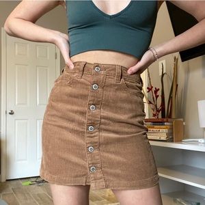 Brown Corduroy Button Skirt, Abercrombie/Hollister